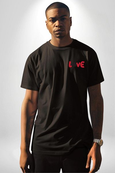 Angemiel Love Volleyball Love Black Oversize Women's Men's Front Minimal Printed T-Shirt