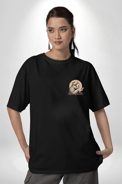 Angemiel Relaxation Art the State of Quiet Power Black Oversize Women Men Front Minimal Printed T-Shirt