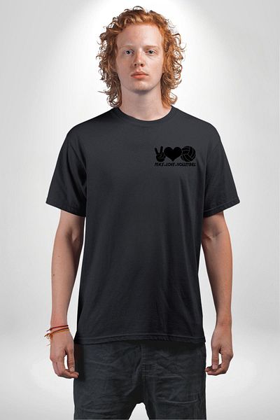 Angemiel Peace Love Volleyball Black Oversize Women Men Front Minimal Printed T-Shirt