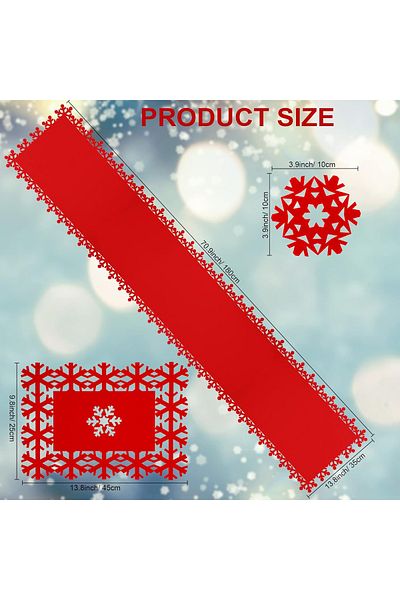 OEM 11-piece set, decorative tablecloth, 4 napkins and 6 glass coasters, 180 x 35 cm