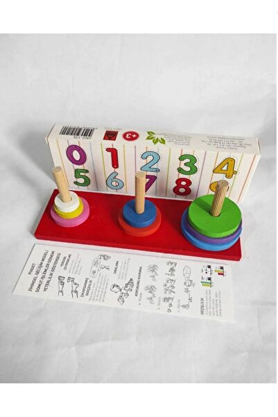 Vovo Store Hanoi Kuleleri Zeka Oyunu Ahşap Oyuncak 8 Diskli Eğitici Oyuncak Montessori Dikkat Geliştirme 18 cm