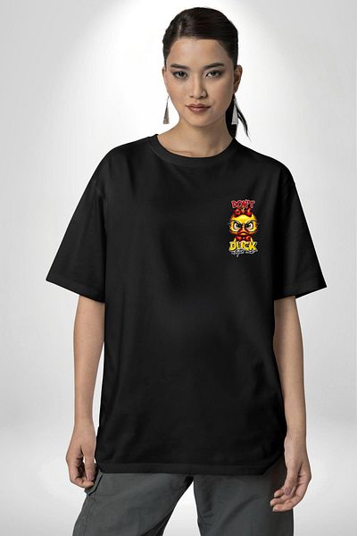 Angemiel Don'T Trick Me Written Duck Funny Black Oversize Women Men Front Minimal Printed T-Shirt