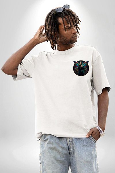 Angemiel Elegant Butterfly Microphone Winged Man White Oversize Women Men Front Minimal Printed T-Shirt