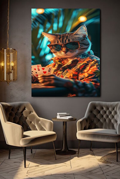 özkacar PISICĂ CĂDUCĂ DOUĂNĂ DE CĂȚĂRĂNIE PE PANOUL DE CANVAS PENTRU ACASA PE...