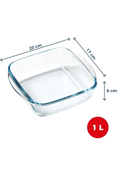 Pyrex Air Fryer Square Dish 1L – Compact Heat-Resistant Glass Bakeware for Air Fryer and Oven Use