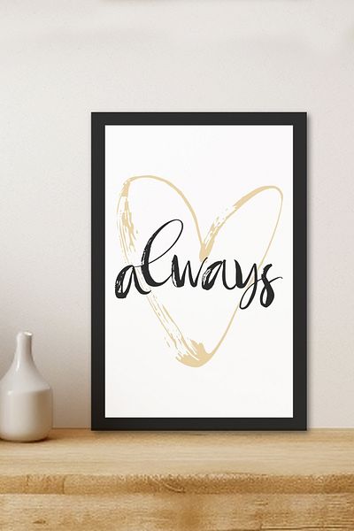 Zevahir Mobilya Dekorasyon 1 Piece Always Written Wooden Black Frame Look Mdf Table