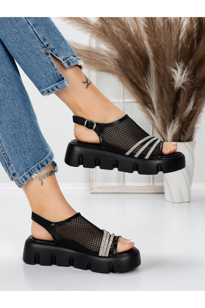 mei Sandale Dama cu Talpa Joasa 5HXS21 Negru-Alb | Mei