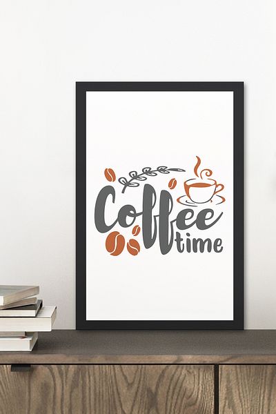 Zevahir Mobilya Dekorasyon 1 Piece Coffee Time Written Wooden Black Frame Look Mdf Table