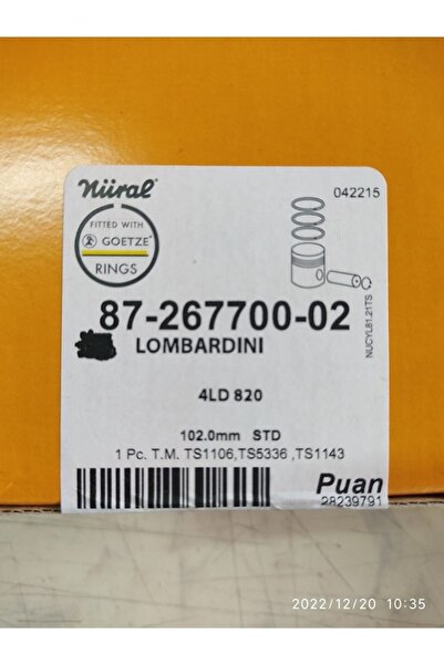 Genel Markalar Antor/lombardini 4ld820-17hp Piston Segman/sekman Komple Std. ...