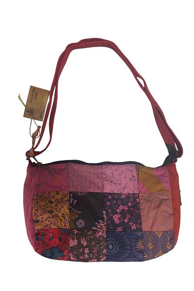 Old Cotton Vintage Colorful Ethnic Shabby Small S Size Beach Daily Catcher Women's Shoulder Bag 28m X 17cm