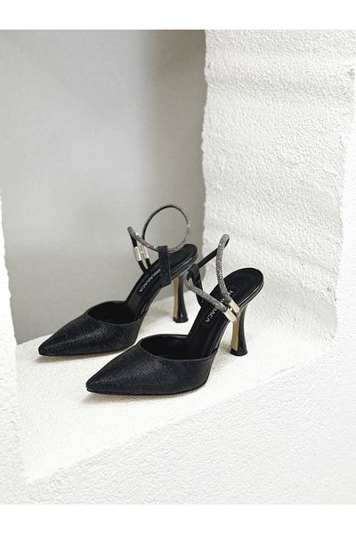 NUR KARACA 25Y8440 Half Open Ankle Stone Stiletto Shoes for Women