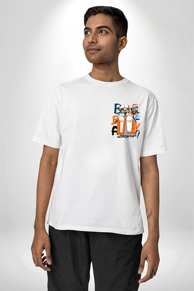 Angemiel Orange White Sports Jacket French Bulldog Dog White Oversize Women Men Front Minimal Printed T-Shirt