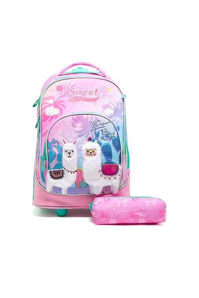 R&B Pink Girls Trolley Bag W/Pp