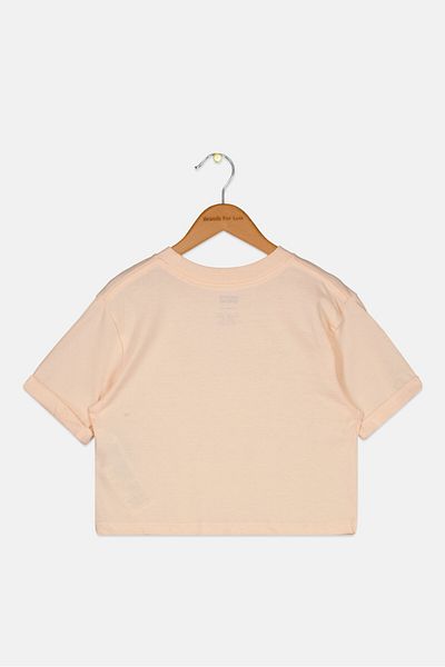 Levi's Kids Girl Crew Neck Brand Logo Short Sleeves Top, Peach
