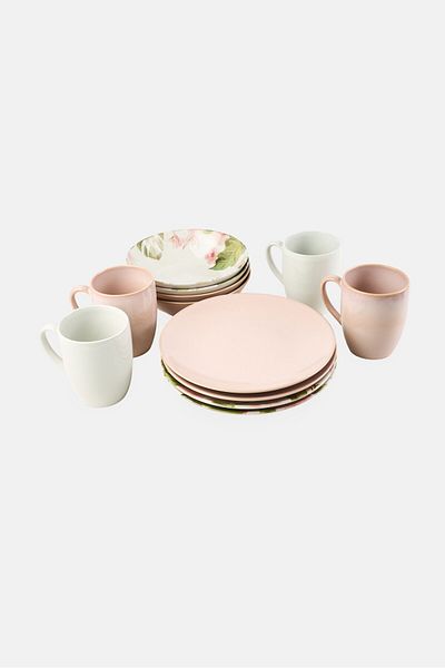 Maser 12 Pieces Exotic Tearose Breakfast Set, Multicolor