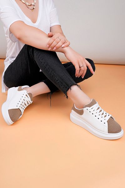 Luis a Costa Lc109 White Brown Suede Women's Sneaker