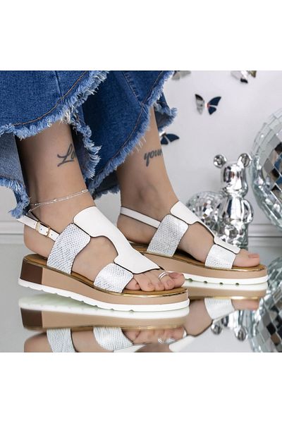 mei Women's Sandals with Low Sole 3GZ31 White | Mei