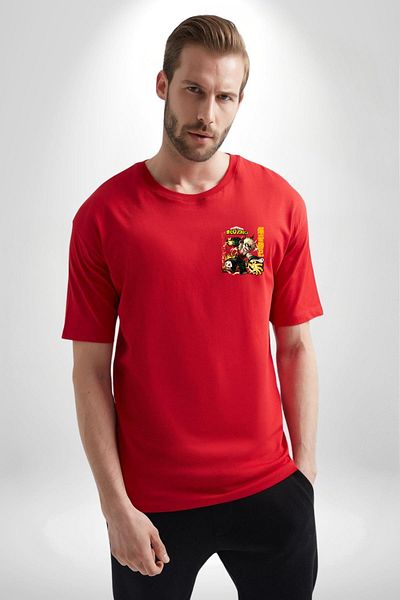 Angemiel Bakugo Katsuki – My Hero Academia Anime Red Oversize Women's Men's Front Minimal Printed T-Shirt
