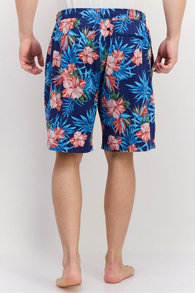 Kirkland Signature Men Allover Print Drawstring Board Short, Navy Combo