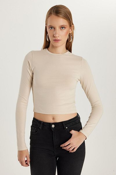 Tudors Γυναικεία Slim Fit Βαμβακερή μπλούζα με λαιμόκοψη από πέτρα