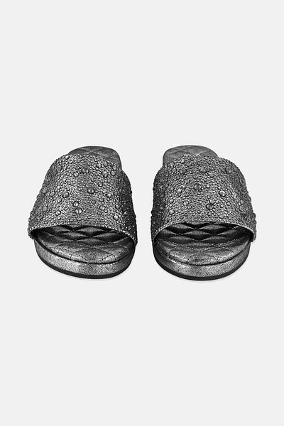 Steve Madden Women Kamari-R Rhinestone Detailed Slip On Flats, Dark Grey