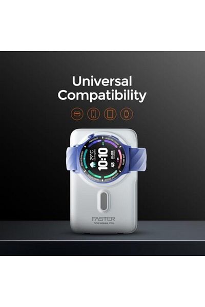 Faster WP-10K Power Bank- 10000mAh Powerbank Built-in Cables- 20W Magnetic Wireless Charger LED Disp