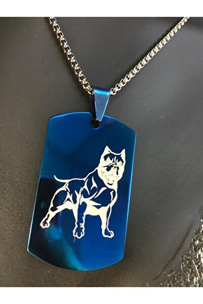 GWOMA Men's Model Necklace with Steel Plate Blue Color Pitbull or a Different...