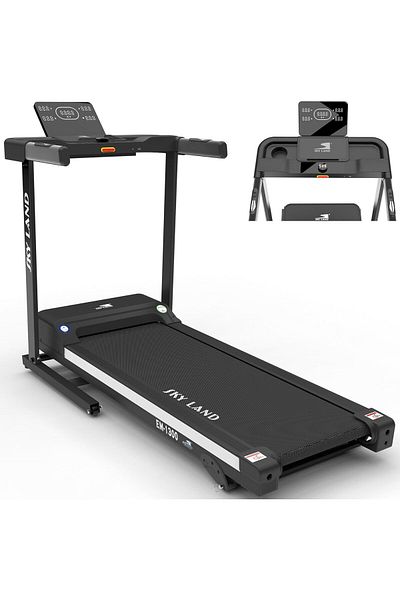 Skyland Foldable Treadmill | Motorized, Bluetooth, App Support, Incline, 120kg Max Weight – EM-1300