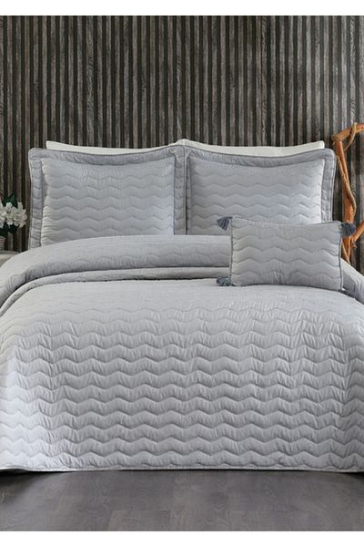 Sivalde Perla Gray Double Bedspread Set 4 Pieces