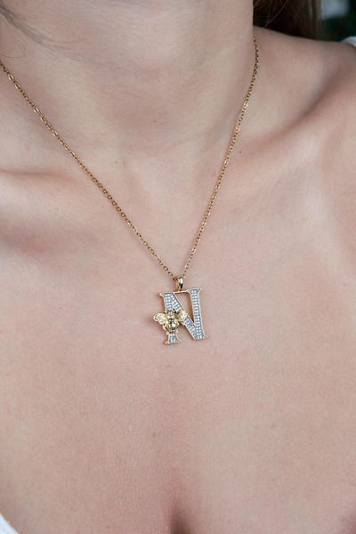 Jack Ferrero Luxury Steel/Not Darkening /Women's Letter Necklace