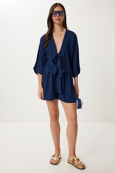 Lovelyİstanbul Summer Viscose Crop Shorts Set