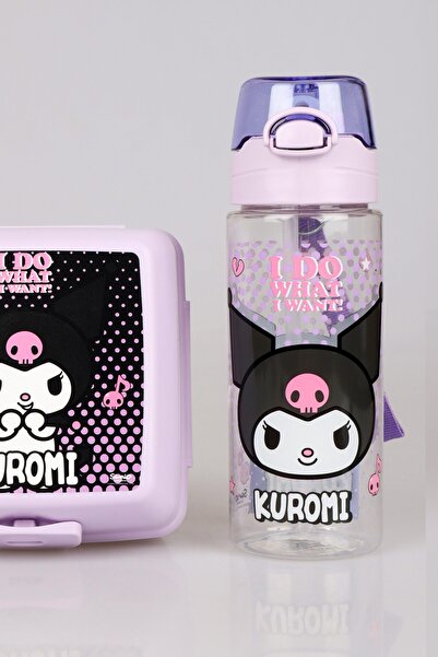 kuromi زجاجة مياه تريتان مرخصة للموسم الجديد مع DEKOMUS سعة 500 مل ومجموعة طعام مكونة من حاوية غذاء مكونة من طبقتين "ISL