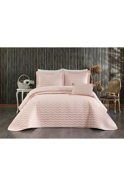 Sivalde Perla Powder Double Bedspread Set 4 Pieces