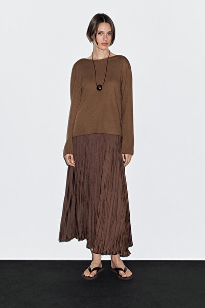 Massimo Dutti Yün karışımlı kayık yaka kazak