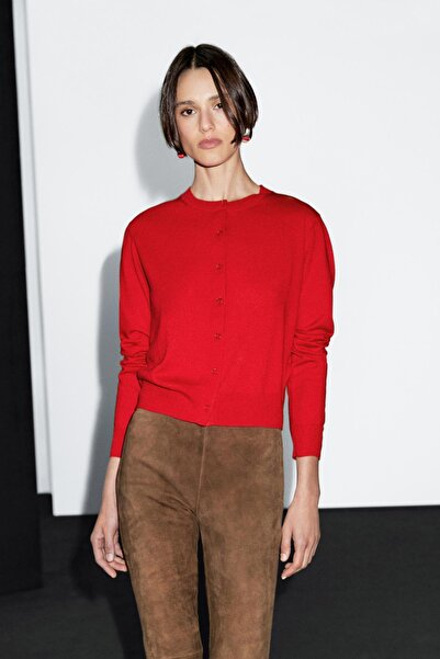 Massimo Dutti Bisiklet yaka yün karışımlı triko hırka