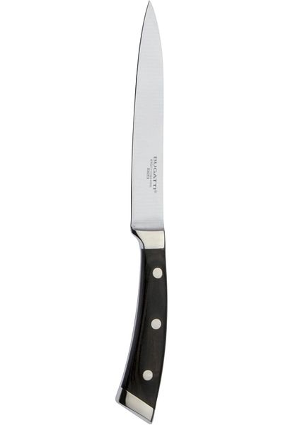 BUGATTI | Ergo Pakka Utility Knife, Kitchen Knife in Stainless Steel and Wood, Versatile for Various