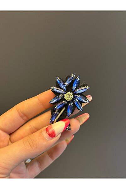 Gönülden Tasarım PIELE DE ZIRCON ARMĂ DE CUSUT APPLICAT 7X4 CM ALBASTRU