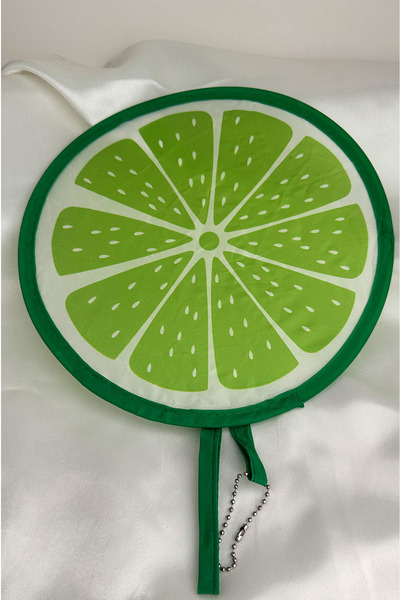Modex Yeşil Limon Dilimi Desen Katlanabilir Yuvarlak Yelpaze (21*21)