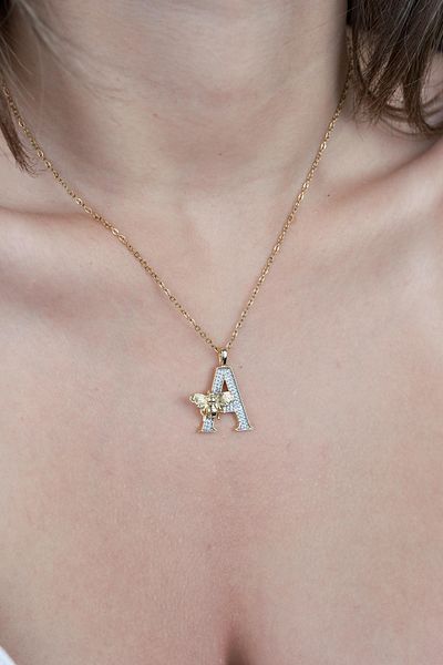 Jack Ferrero Luxury Steel/Not Darkening /Women's Letter Necklace