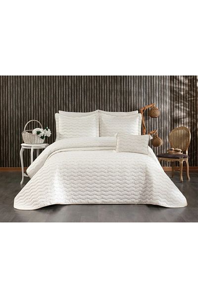 Sivalde Perla Cream Double Bedspread Set 4 Pieces