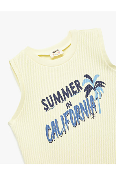 Koton Crew Neck Sleeveless Tank Top with Print Detail