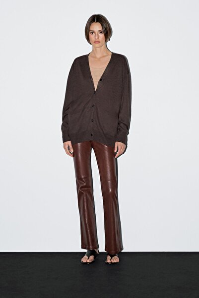 Massimo Dutti Uzun keten karışımlı triko hırka