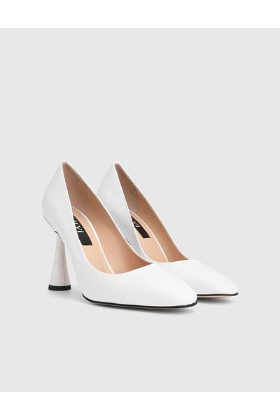 İLVİ Lorel Genuine Leather White Women's Heeled Shoes