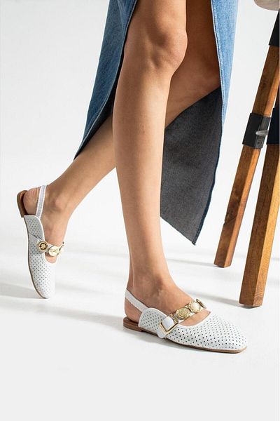 Oksit Luwe Lightweight No Sound Buckle Detailed Breathable Daily Home Office Women's Ballerinas