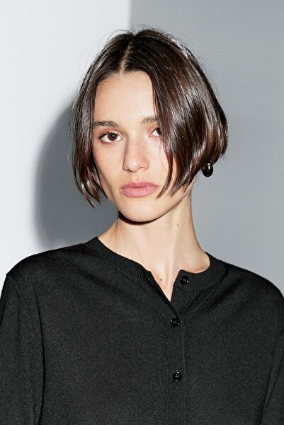 Massimo Dutti Bisiklet yaka yün karışımlı triko hırka