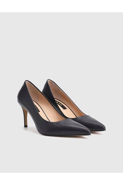 İLVİ Haidee Genuine Leather Navy Blue Women's Stiletto