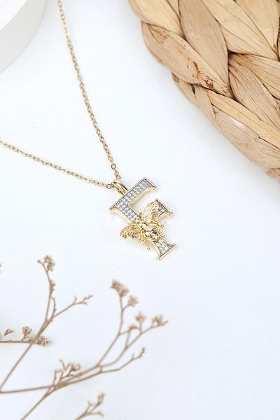 Jack Ferrero Luxury Steel/Not Darkening /Women's Letter Necklace