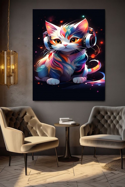 özkacar DA LI NEKO SLUŠA MUZIKU SLIKANJE NA PLATNU ZID KUĆE DNEVNE SOBE KANCE...