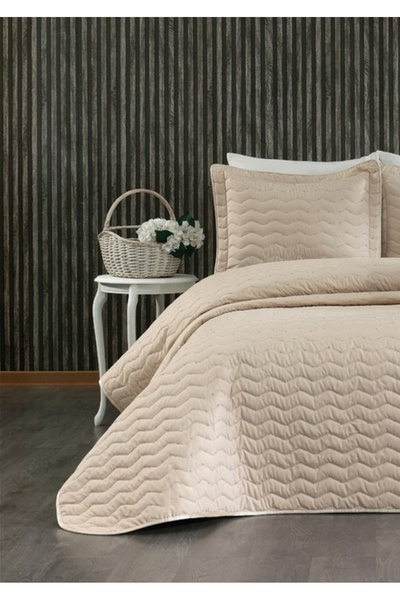 Sivalde Perla Cappuccino Double Bedspread Set 4 Pieces