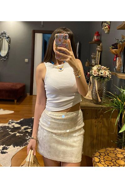 MODAGK Trend Sequin Mini Skirt
